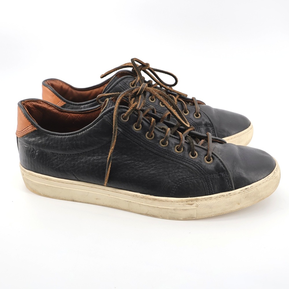 Frye Brett Low Top Leather Sneakers Black Mens Size 12 M